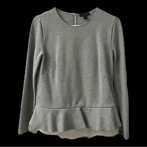J.Crew gray & pink balletcore long sleeve peplum tulle top / Size XS